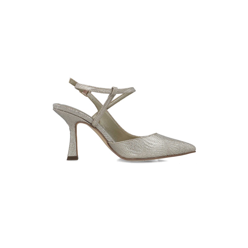 Shimmery Gold Pumps With Ankle Strap
