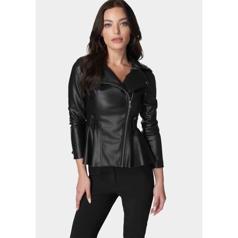 Vegan Leather Moto Peplum Jacket