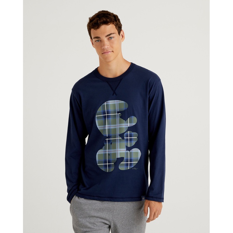 Dark Blue Smurfs T-Shirt In Long Fiber Cotton