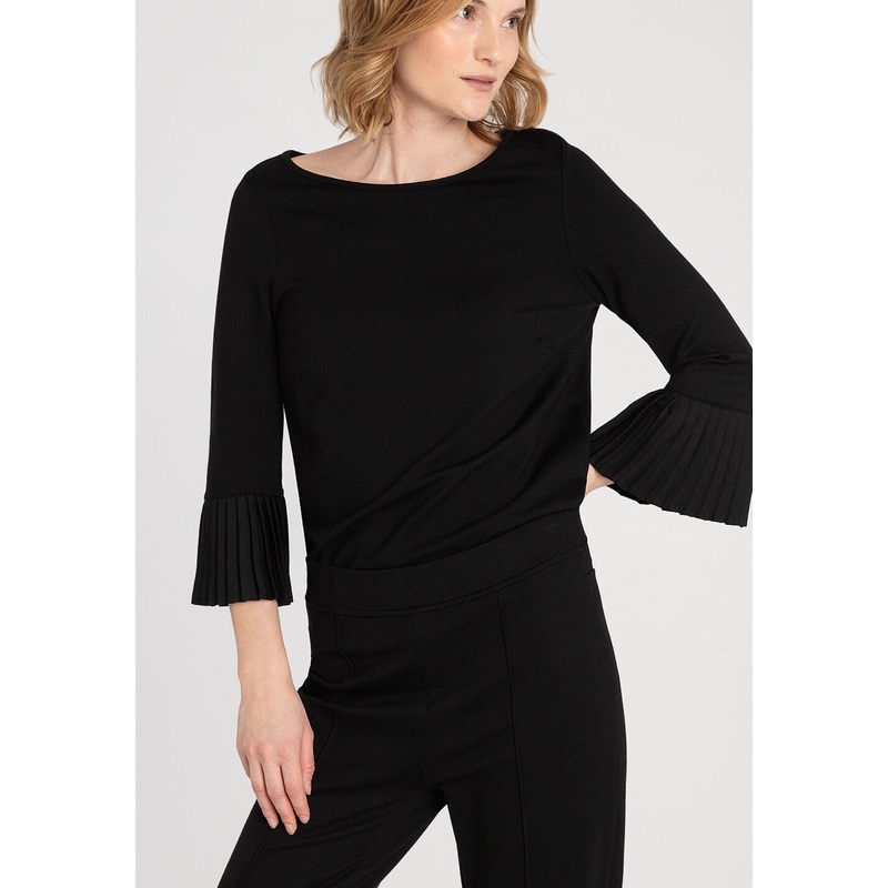 Jersey Shirt With Pleated Sleeves