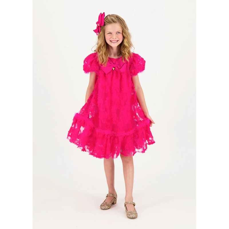 Marta 3D Flower Dress Fuchsia