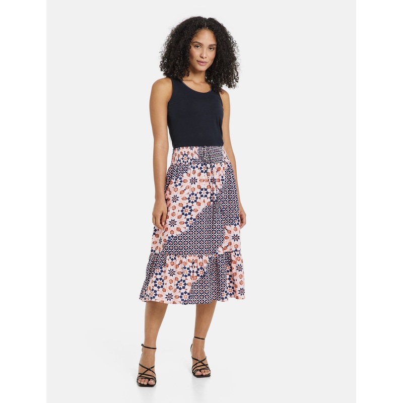 Patterned Midi Skirt With A Stretch Waistband