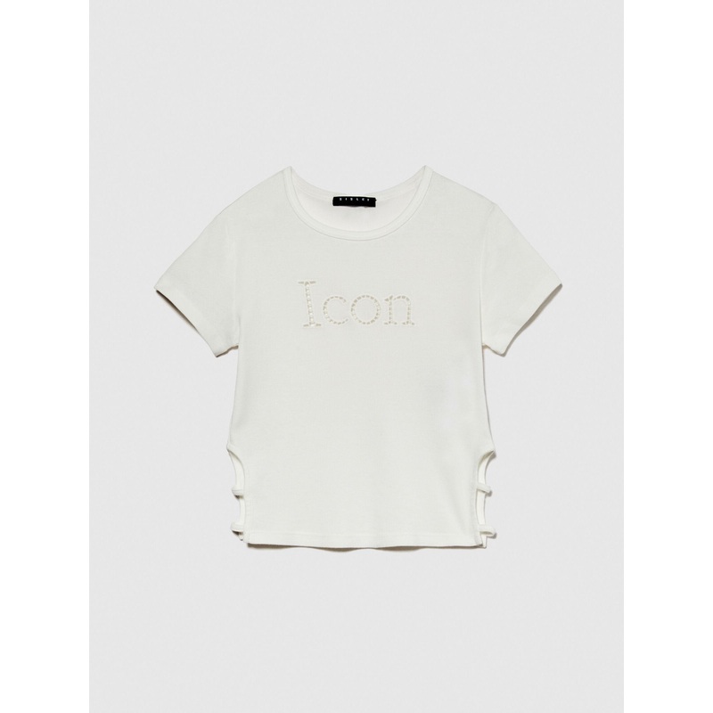 T-Shirt With Embroidery And Cut-Out
