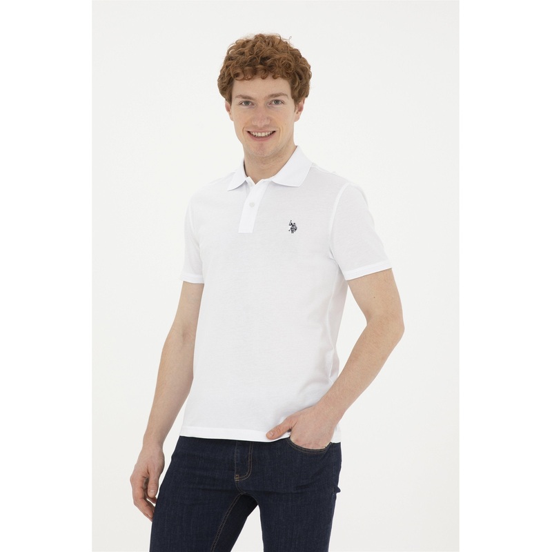 White Polo Shirt With Chest Logo