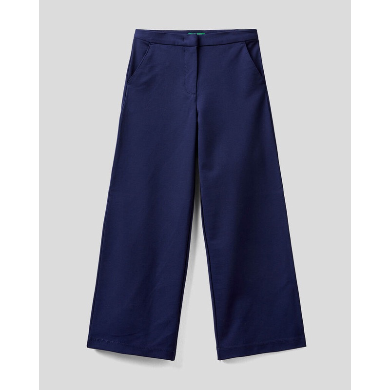 Dark Blue Palazzo Trousers In Viscose Blend