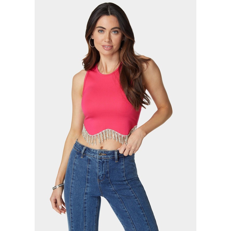 Jewel Fringe Sleeveless Knit Top