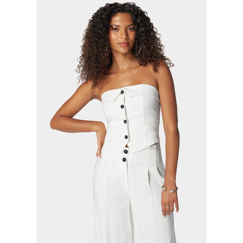 Linen Strapless Vest Top