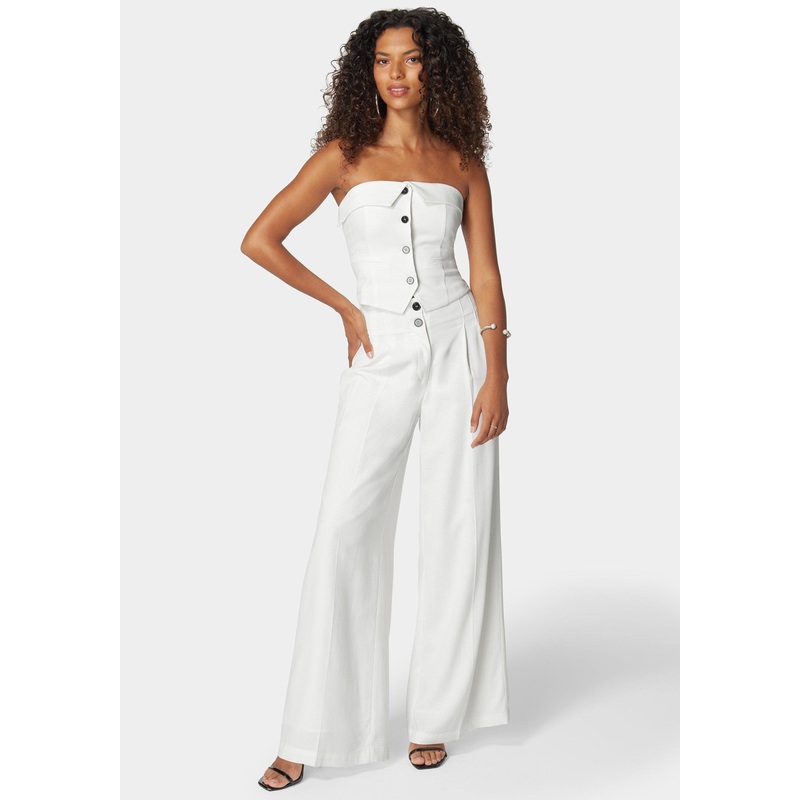 Pleated High Waist Full Wide Leg Pant