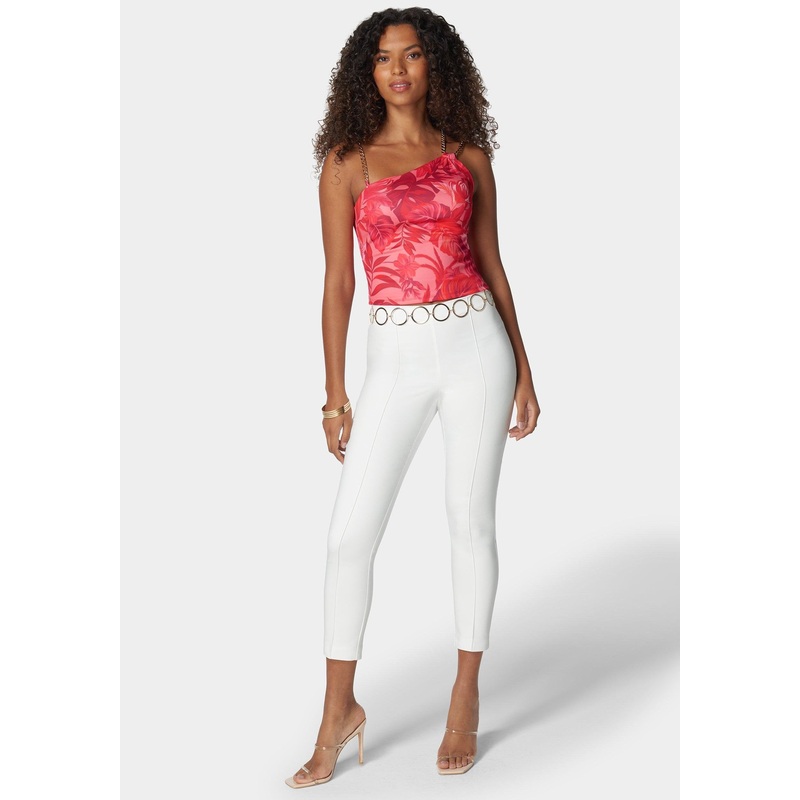 Ring Belt Pintuck Slim Leg Pant