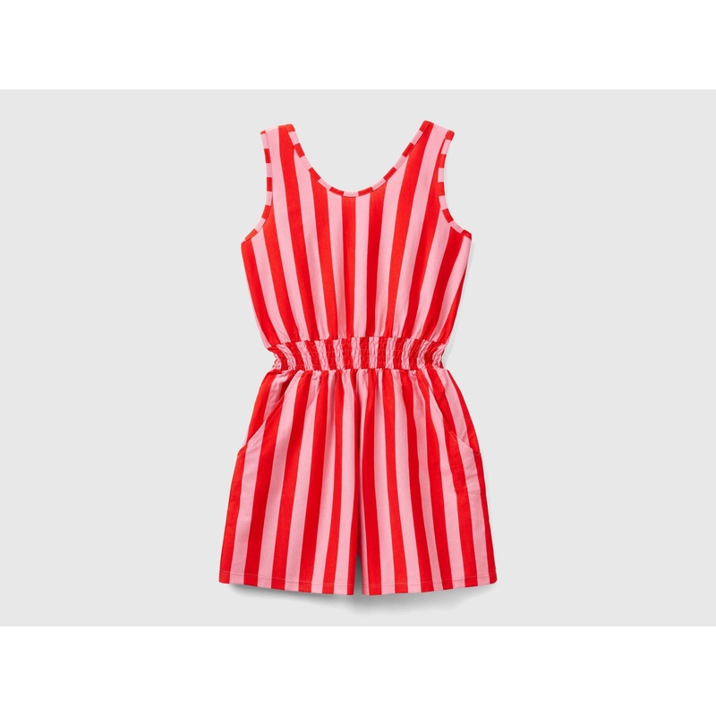 Short Jumpsuit With Vertical Stripes