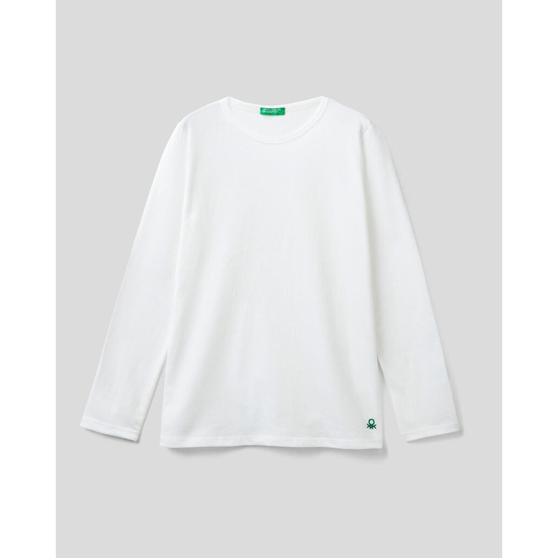 White 100% Organic Cotton Crew Neck T-Long