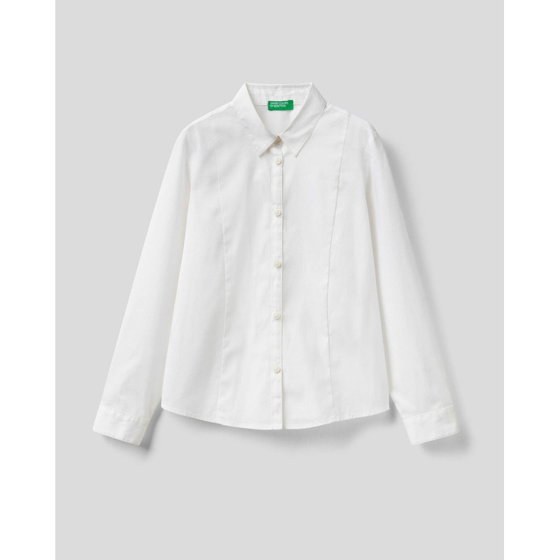 White Shirt In Stretch Cotton Blend