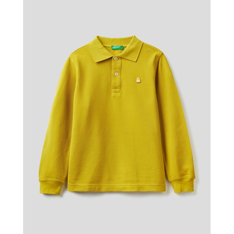 Yellow 100% Organic Cotton Long Sleeve Polo
