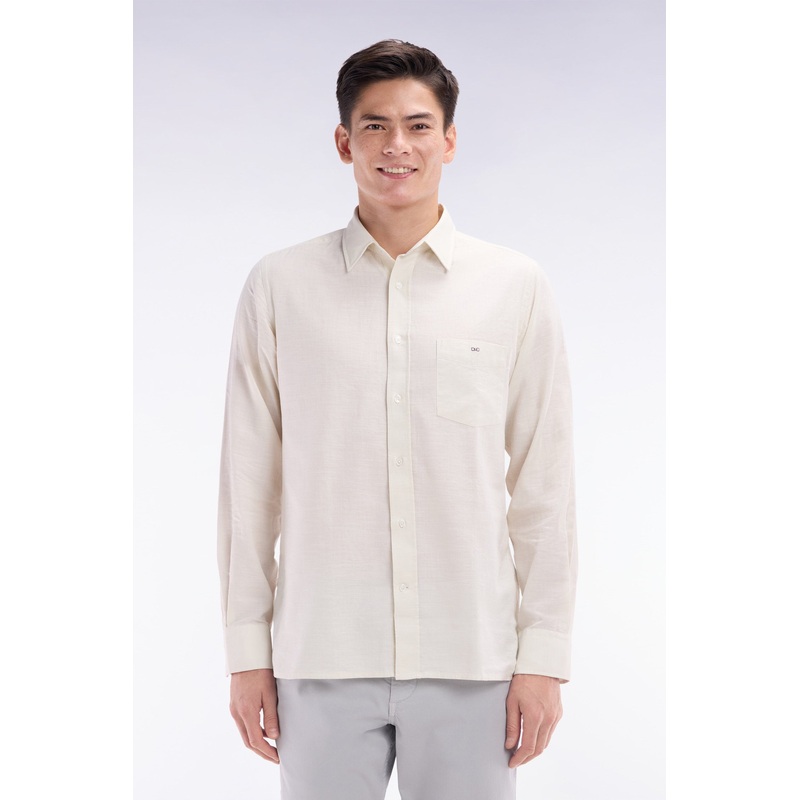 Beige Cotton Shirt with Patch Pocket