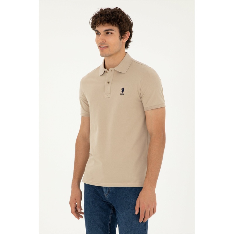 Beige Polo Shirt With Logo