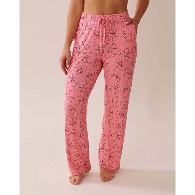 Butterfly Print Soft Jersey Pajama Pants