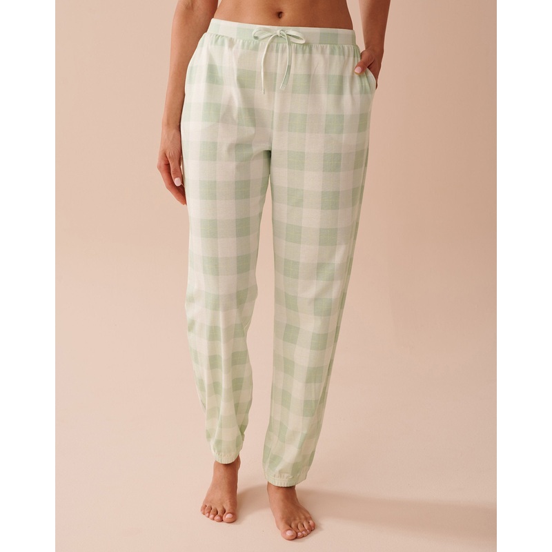 Green Plaid Cotton Jogger Pajama Pants