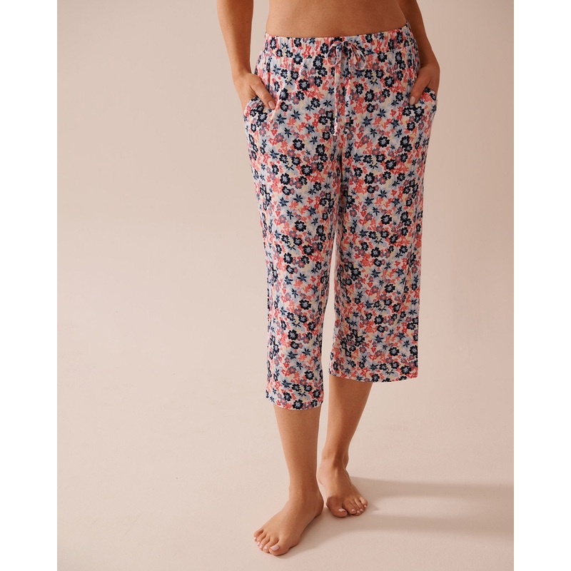 Multi Flower Soft Jersey Pajama Capris