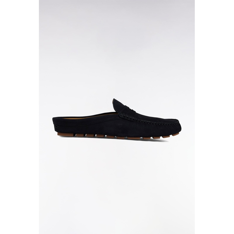 Navy Suede Slipper Loafers