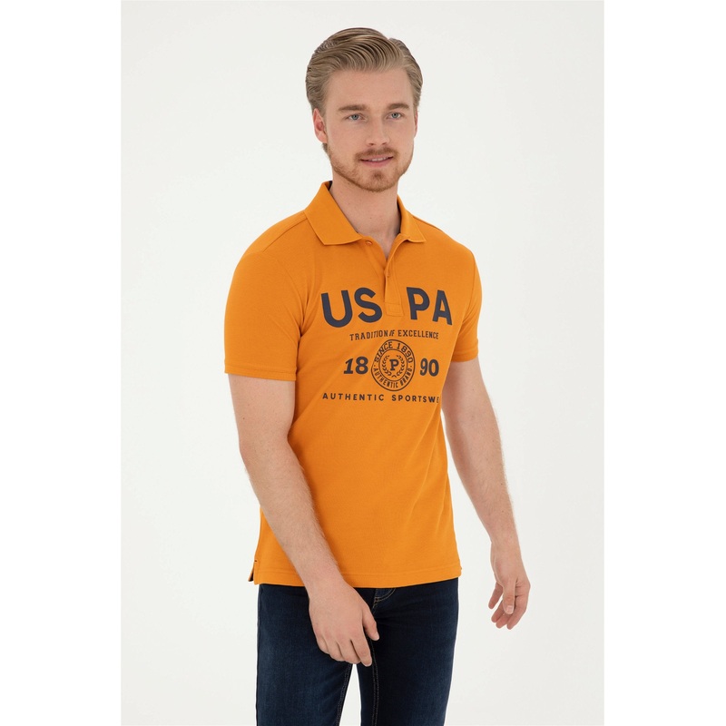 Orange Polo Shrt With Graphics