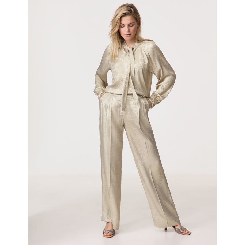Palazzo Trousers With A Shimmering Gold Effect