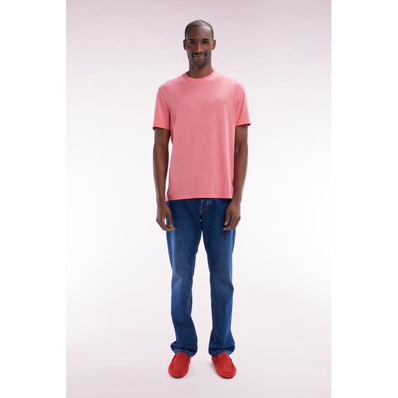 Straight-Cut Raw Blue Stretch Denim 5-Pocket Jeans
