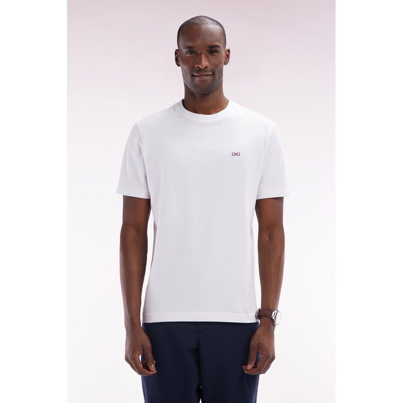Straight-Fit Screen-Printed White Cotton T-Shirt