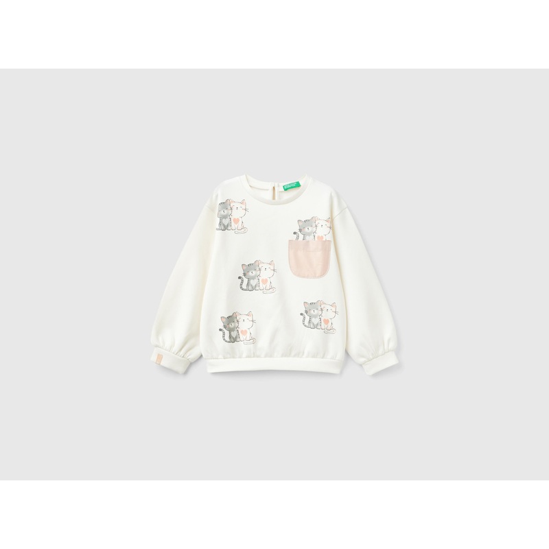 Sweatshirt With Kitten Print