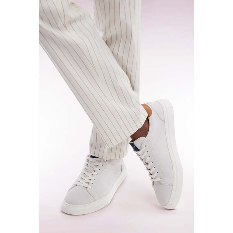 White Leather Low-Top Sneakers