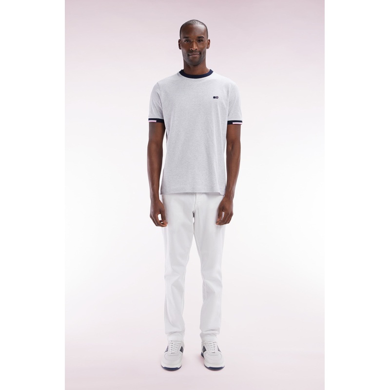 White Straight-Cut Stretch Cotton Pleat-Free Chinos