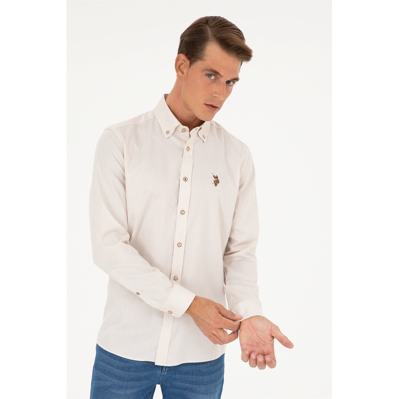 Beige Button Down Shirt