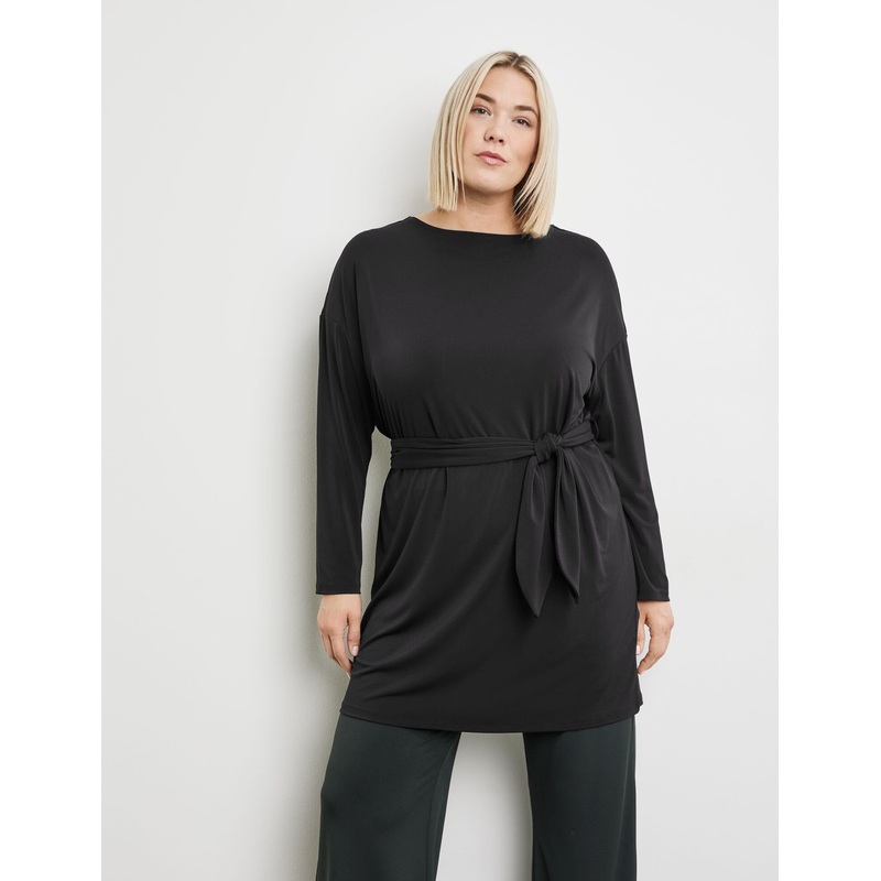 Elegant Long Top With A Tie-Around Belt