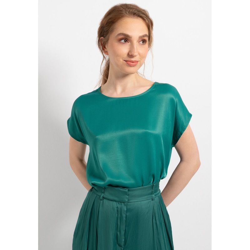 Green Shirt With Satin Front