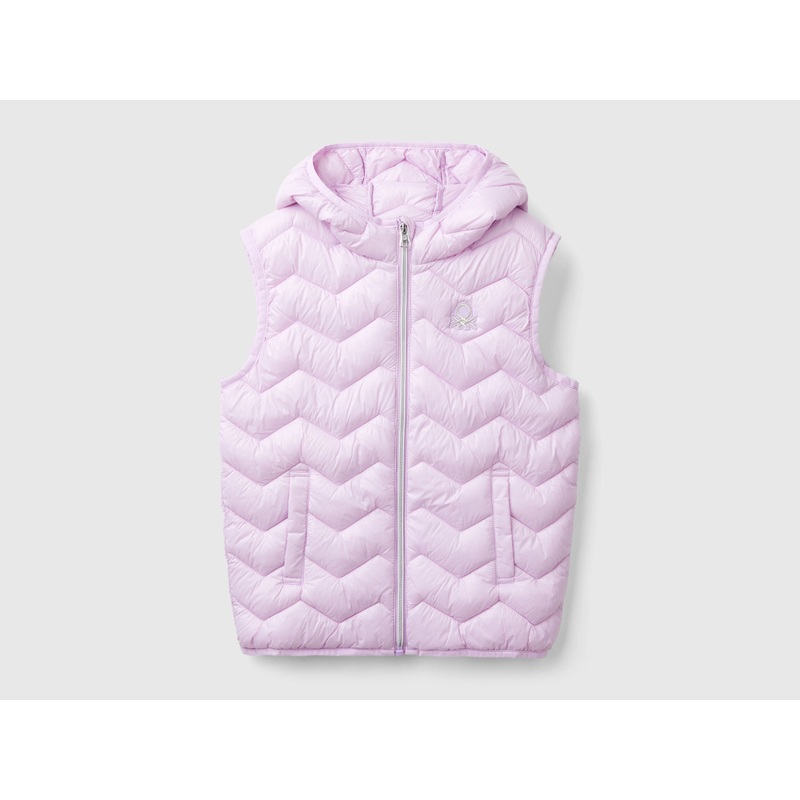 Padded Vest In 3D Wadding With Hood