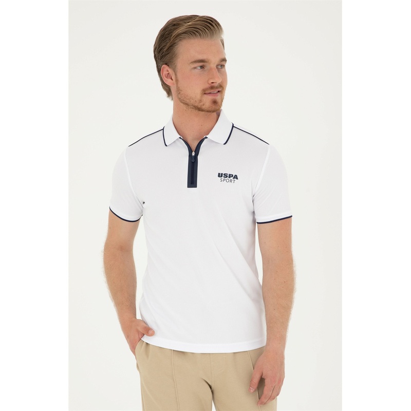 White Polo Shirt With Zipper