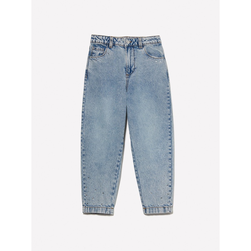 Baggy Fit Jeans With Rhinestones