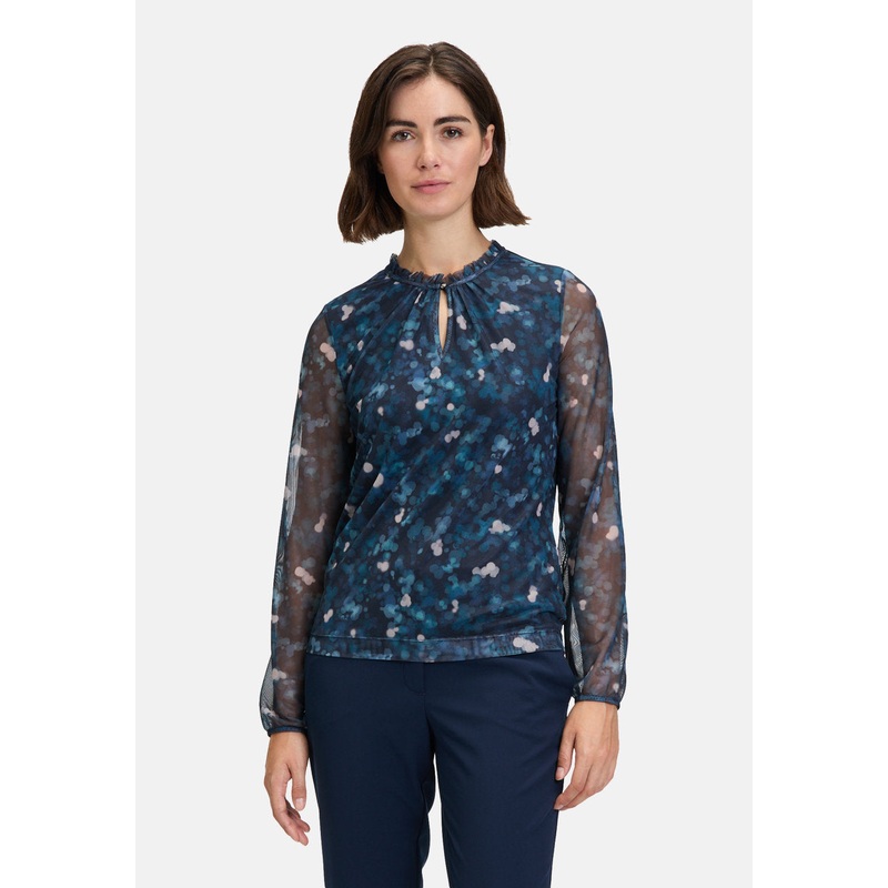 Blouse Shirt With Curled Neckline