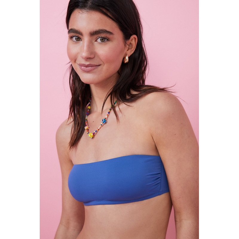 Blue Bandeau Bikini Top