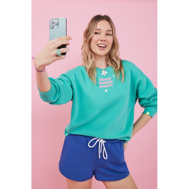 Dark Blue Plush Shorts With Logo