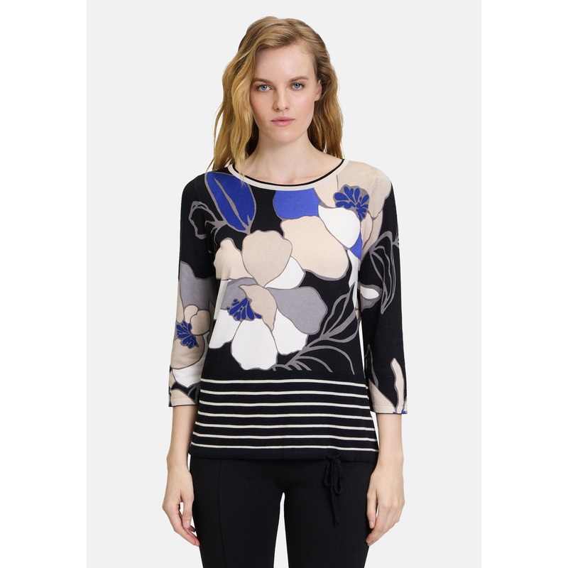 Fine Knit Sweater With Flower Print