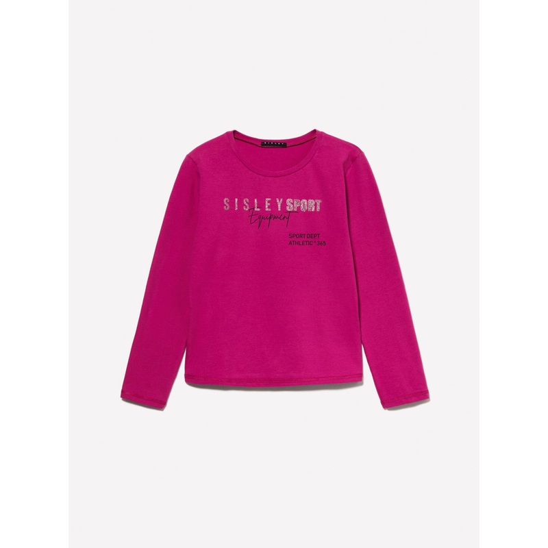 Fuchsia T-Shirt With Glitter Print