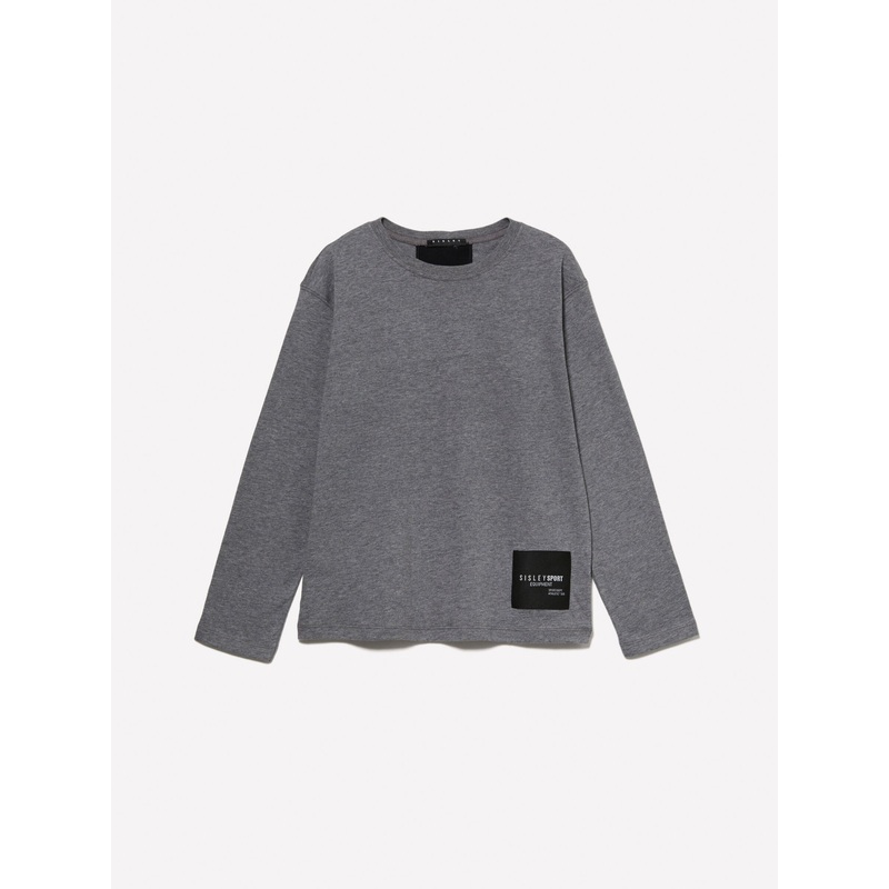 Gray 100% Organic Cotton T-Shirt With Stripe