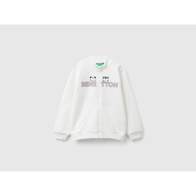 Hoodie With Zip In Organic Cotton