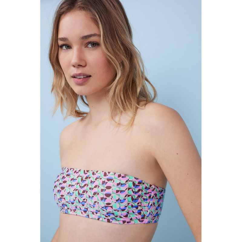 Printed Bandeau Bikini Top