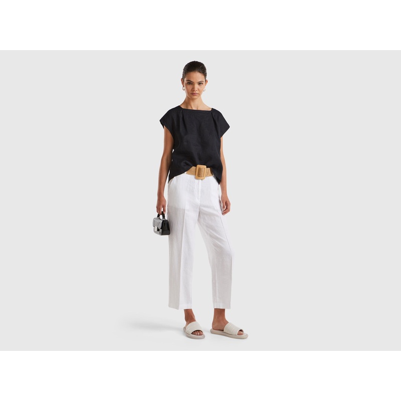 Straight Trousers In Pure Linen