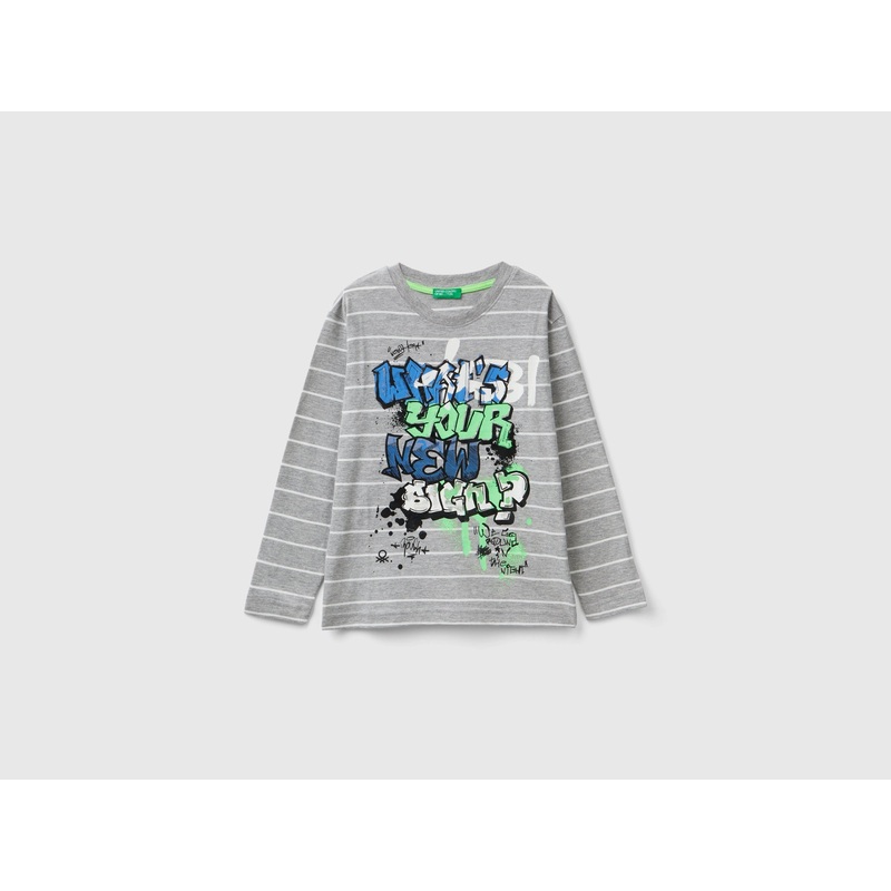 Striped T-Shirt With Slogan