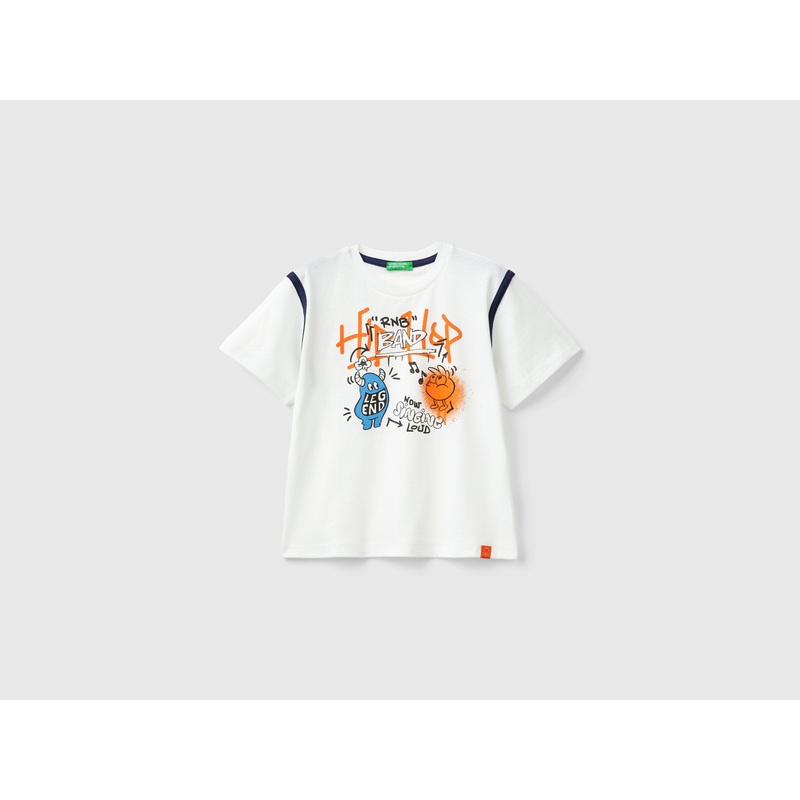 T-Shirt With Graffiti Print In Organic Cotton