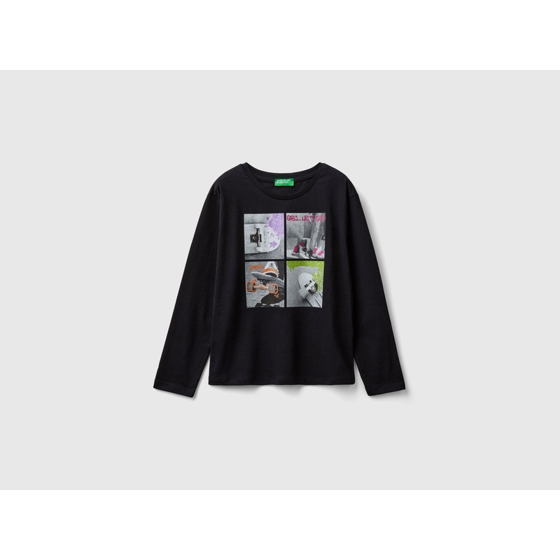 T-Shirt With Photo Print And Glitter
