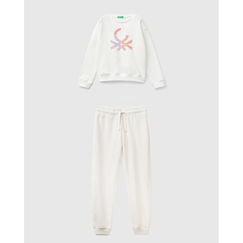 100% Cotton Sweatshirt With Glittery Logo Tracksuit