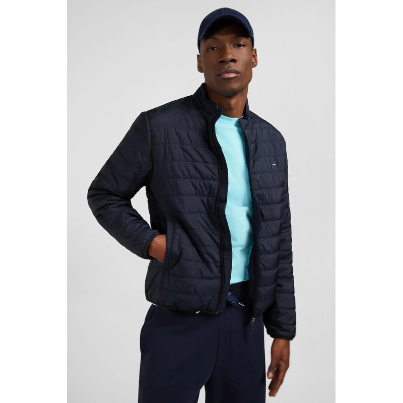 Dark Blue Lightweight Long-Sleeved Puffa Jacket